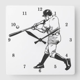 Carrée Horloge classique du mur de baseball