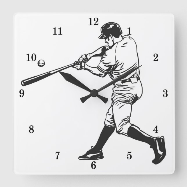 Carrée Horloge classique du mur de baseball (Recto)
