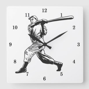 Carrée Horloge classique du mur de baseball