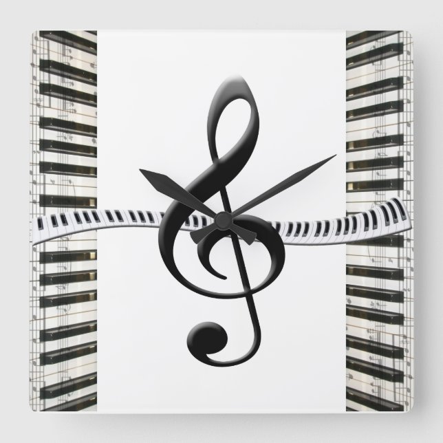 Carrée Horloge Clavier de Piano (Recto)