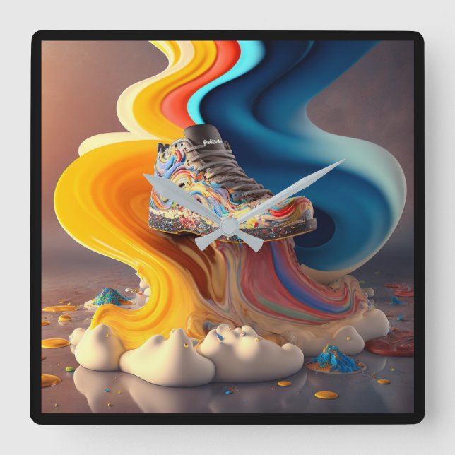 Carrée Horloge colorée amusante (Recto)