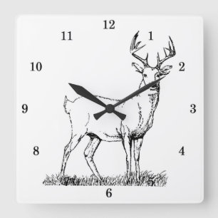 Carrée Horloge Cool du mur des cerfs sauvages