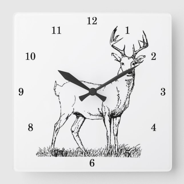 Carrée Horloge Cool du mur des cerfs sauvages (Recto)