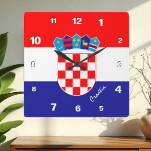 Carrée Horloge Croatie, maison patriotique, Drapeau Croat