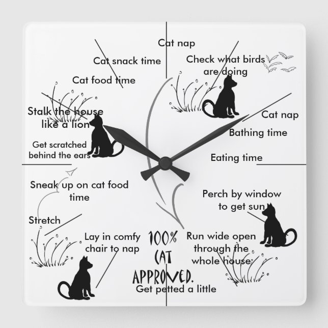 Carrée Horloge d'activité de chat pour chats CricketDiane (Recto)