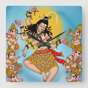 Carrée Horloge Dancing Shiva