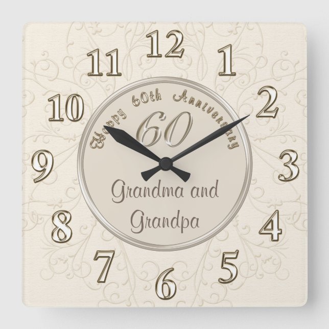 Carrée Horloge d'anniversaire personnalisable pour grands (Recto)
