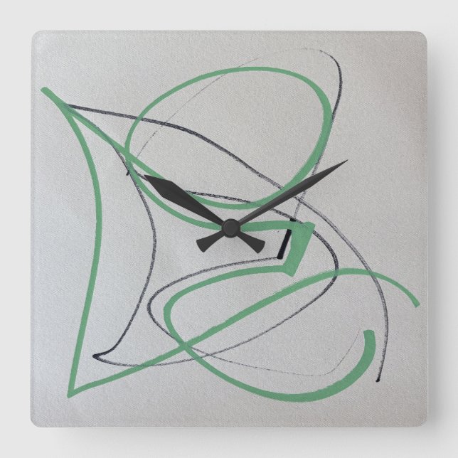 Carrée Horloge d'art abstrait bicolore moderne (Recto)