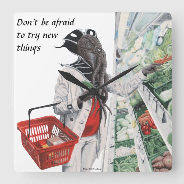 Carrée Horloge d'art Imaginaire d'épicerie Mind Flayer (Recto)