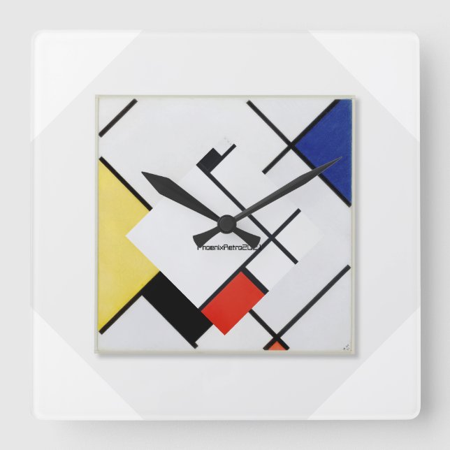 Carrée Horloge d'art moderne Piet Mondrian (Recto)