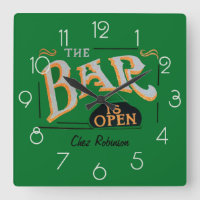 Horloge de bar personnalisée à domicile verte et o