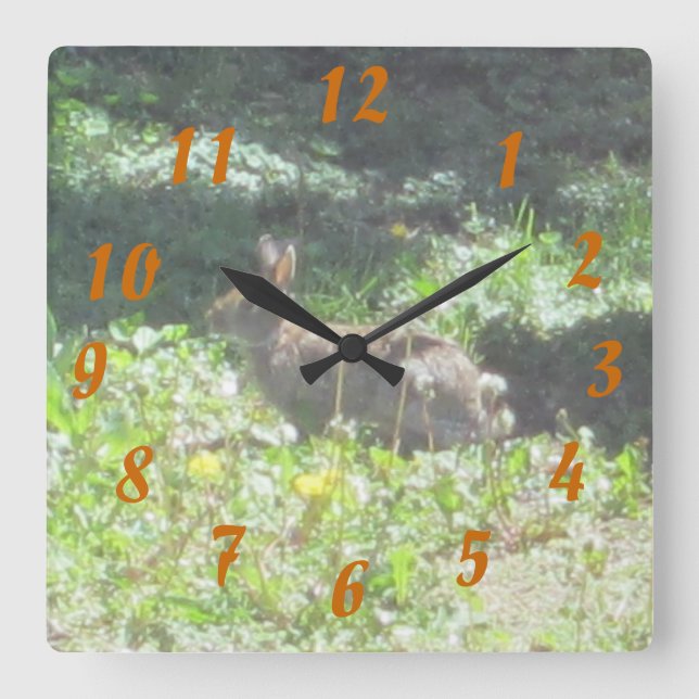 Carrée Horloge de Bunny sauvage (Recto)