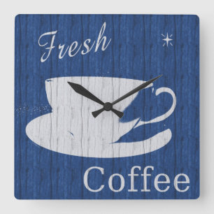Carrée Horloge de café rustique