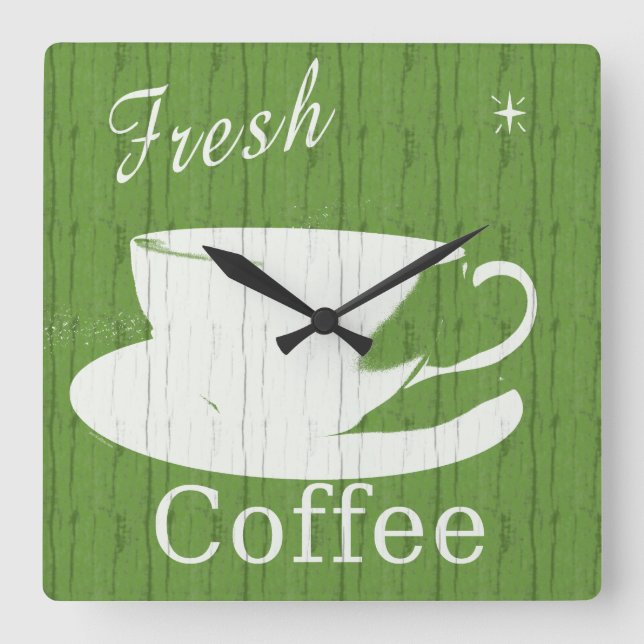 Carrée Horloge de café rustique Tintable (Recto)