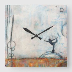 Carrée Horloge de carré de fille de yoga de danseur