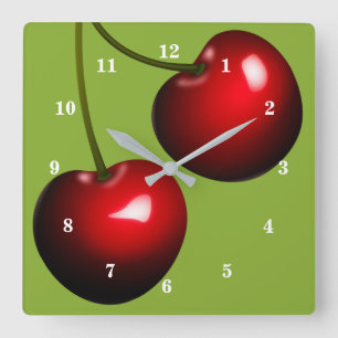 Carrée Horloge de cerise douce - Choisir la couleur