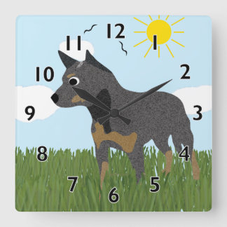Carrée Horloge de chien de bétail australien
