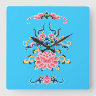 Carrée Horloge de conception florale chinoise