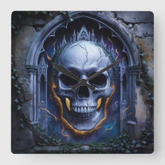 Carrée Horloge de conception symphonique gothique du crân