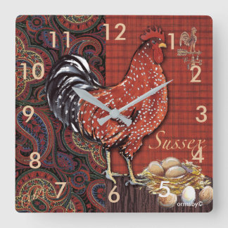 Carrée horloge de coq