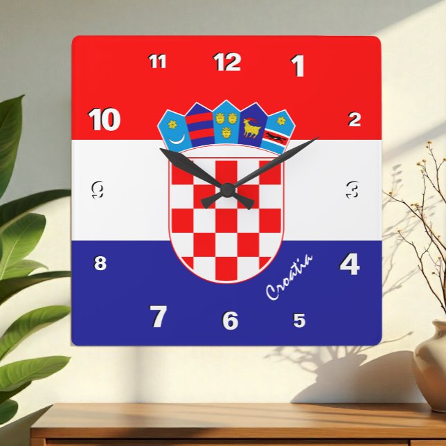 Carrée Horloge de Croatie, maison patriotique, Drapeau de (Créateur téléchargé)