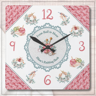 Carrée Horloge de décoration de chambre pour tricot et cr