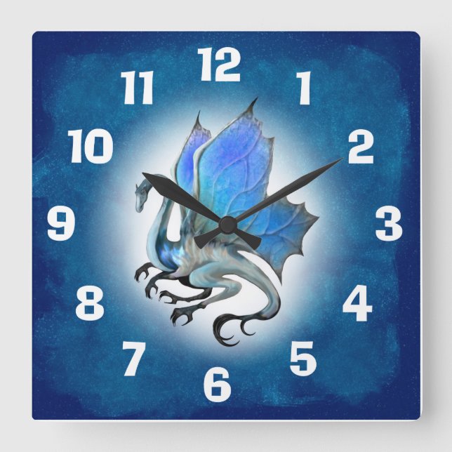 Carrée Horloge de Dragon Bleu (Recto)