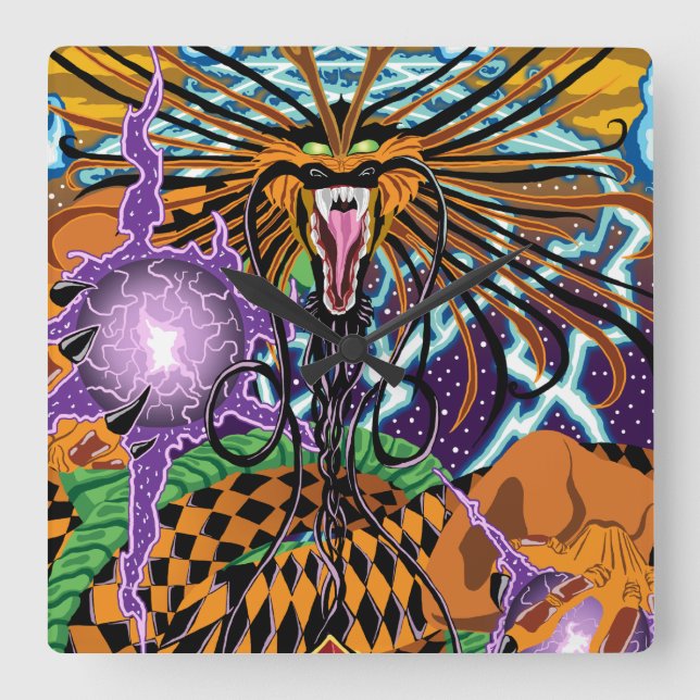 Carrée Horloge de dragon de Halloween (Recto)