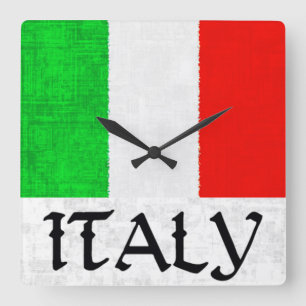Carrée Horloge de DRAPEAU de l'ITALIE