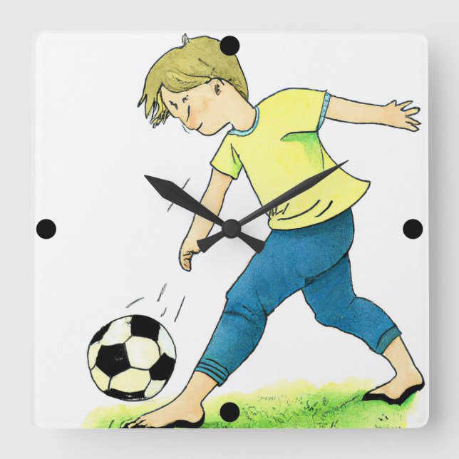 Carrée Horloge de football pour enfants (Recto)