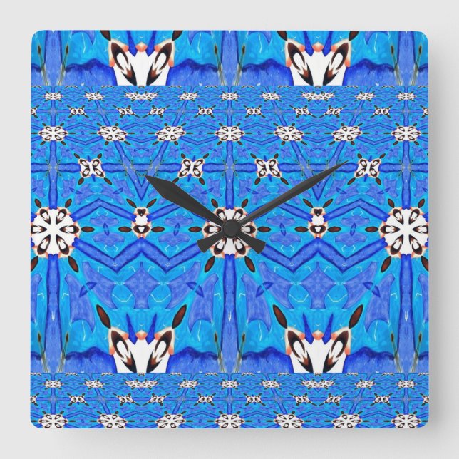 Carrée horloge de grille bleue (Recto)