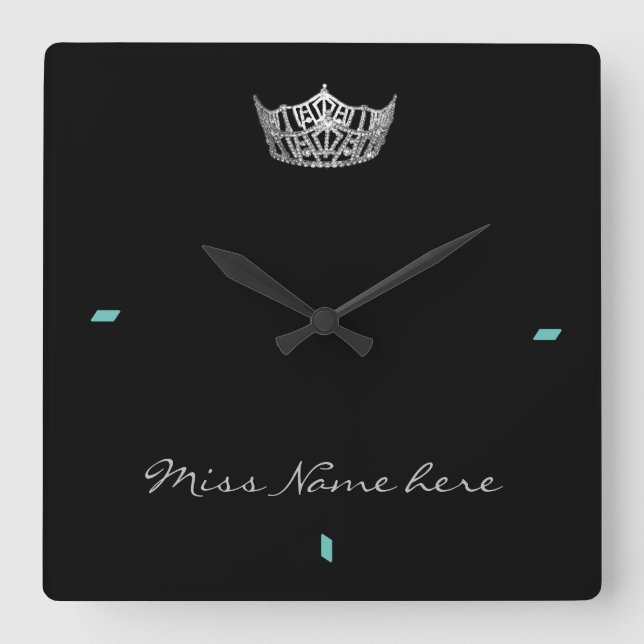 Carrée Horloge de la Couronne argentée style Miss America (Recto)