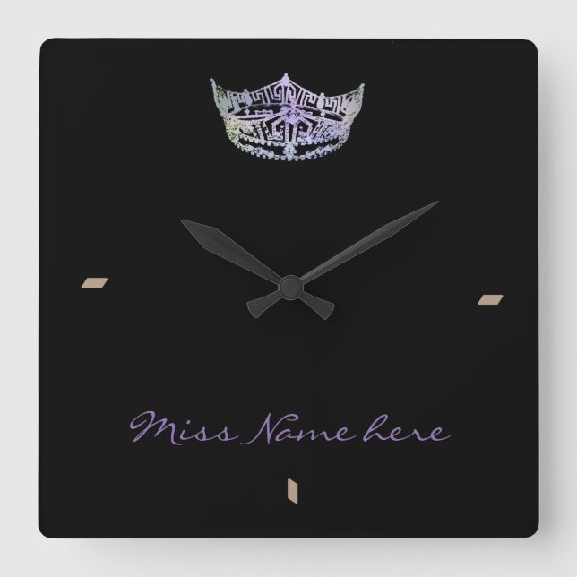 Carrée Horloge de la couronne Silver Rain style Miss Amer (Recto)