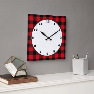 Carrée Horloge de la cuisine motif avec buffle de campagn