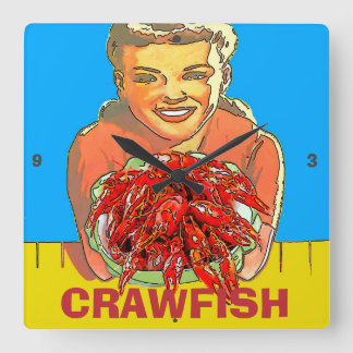 Carrée Horloge De La Gale De Poisson-Crawfish