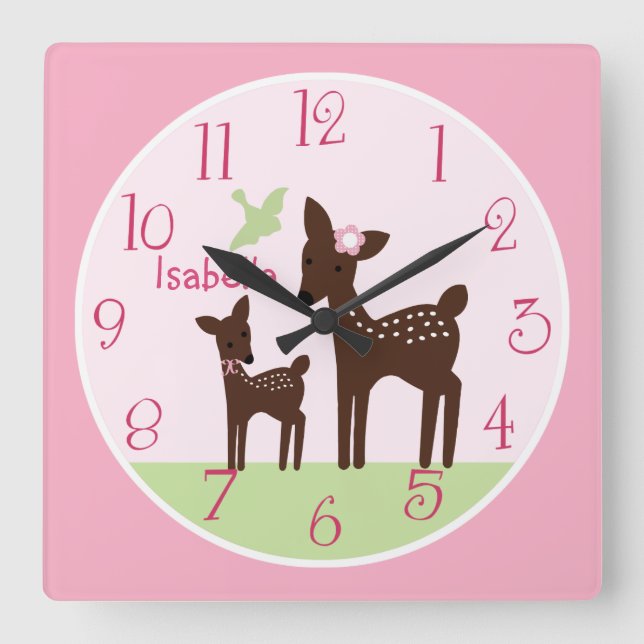 Carrée Horloge de la infirmière de la fille de cerf-de-sa (Recto)