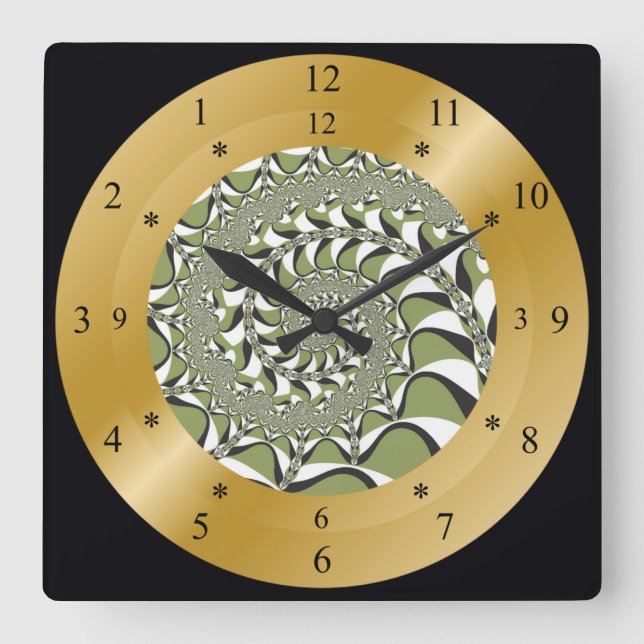Carrée Horloge de la machine à temps~Wormhole~Moss Green  (Recto)