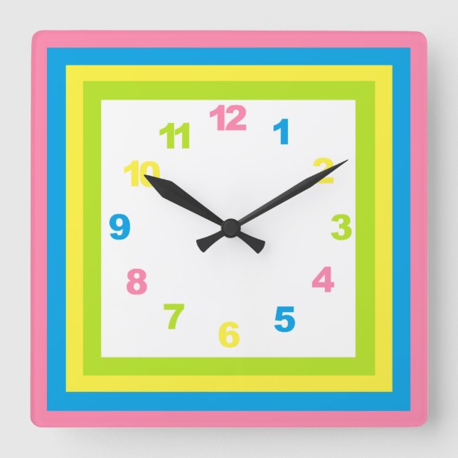 Carrée Horloge de la Nursery Pastel (Recto)