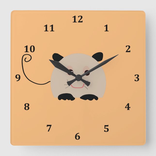 Carrée Horloge de la souris pour la chambre d'enfant (Recto)