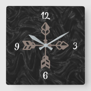 Carrée Horloge de l'Carré de la flèche Brown en marbre