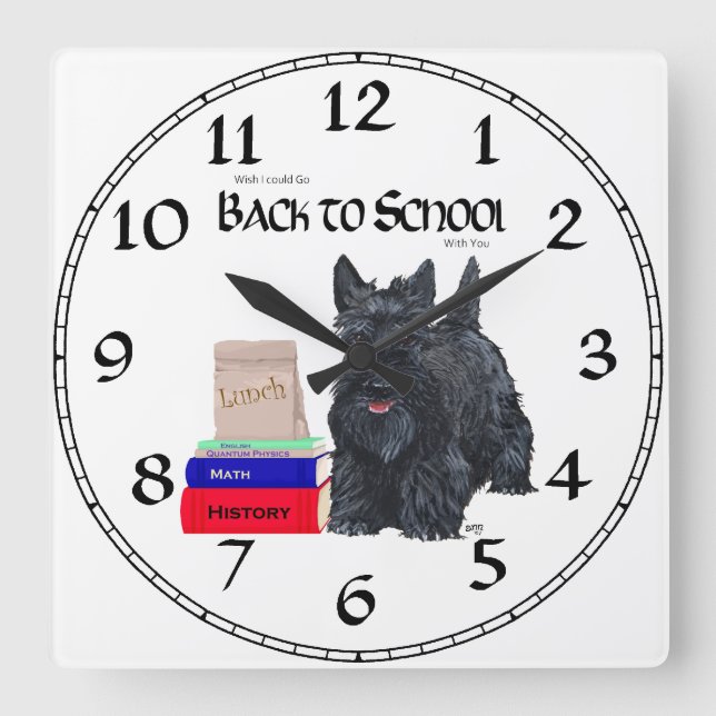 Carrée Horloge de l'école du Terrier Écossais (Recto)