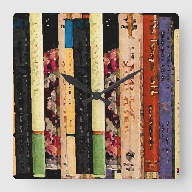 Carrée Horloge de l'étagère du livre (Recto)