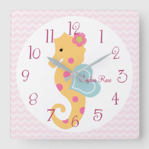 Carrée Horloge de l'hippocampe Sea Life personnalisée