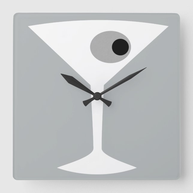 Carrée Horloge de mur de verre Noir de Martini de film (Recto)
