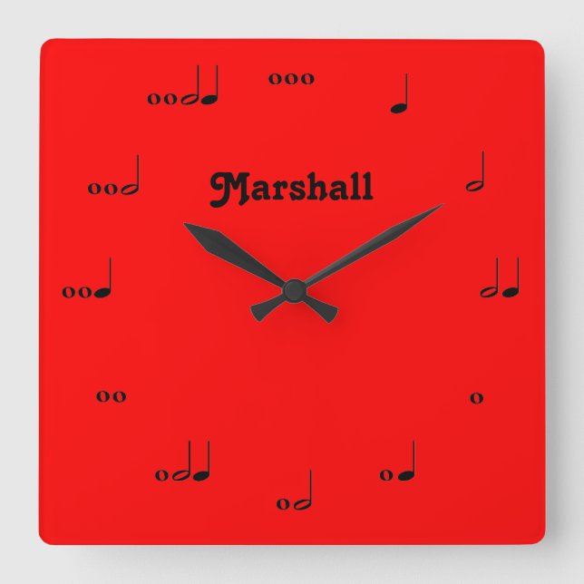 Carrée Horloge de note de musique originale rouge personn (Recto)