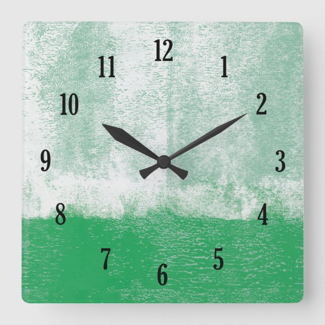 Carrée horloge de peinture à rouleaux verts (Recto)