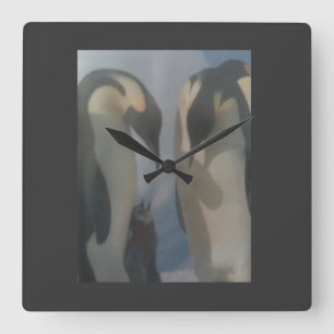 Carrée Horloge de pingouin
