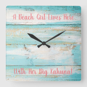 Carrée Horloge de plage, Beach Girl, Big Kahuna