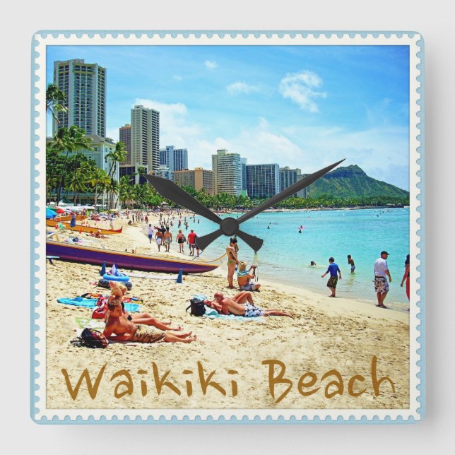Carrée Horloge de plage de Waikiki (Recto)