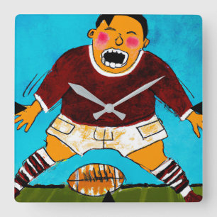 Carrée Horloge de rugby pour enfants